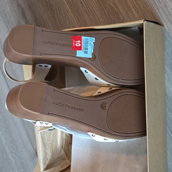 Lucky BRAND Lk-zashti Wedge Women's Sz 10m Angora Vegetable Tumbled Leather - Picture 3 of 8